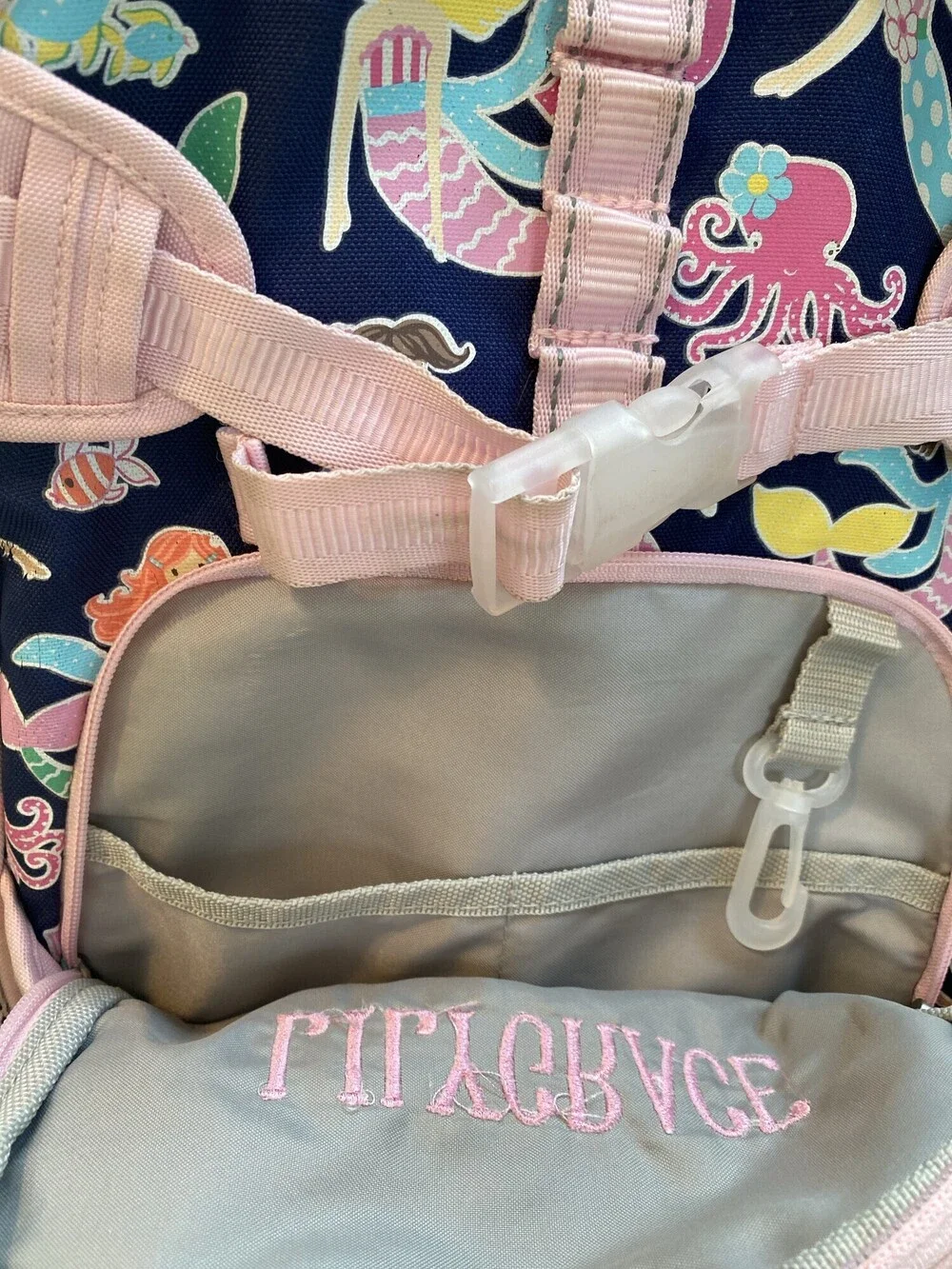 Pottery Barn Kids Mermaid Backpack Navy Pink Lily Grace Embroidered